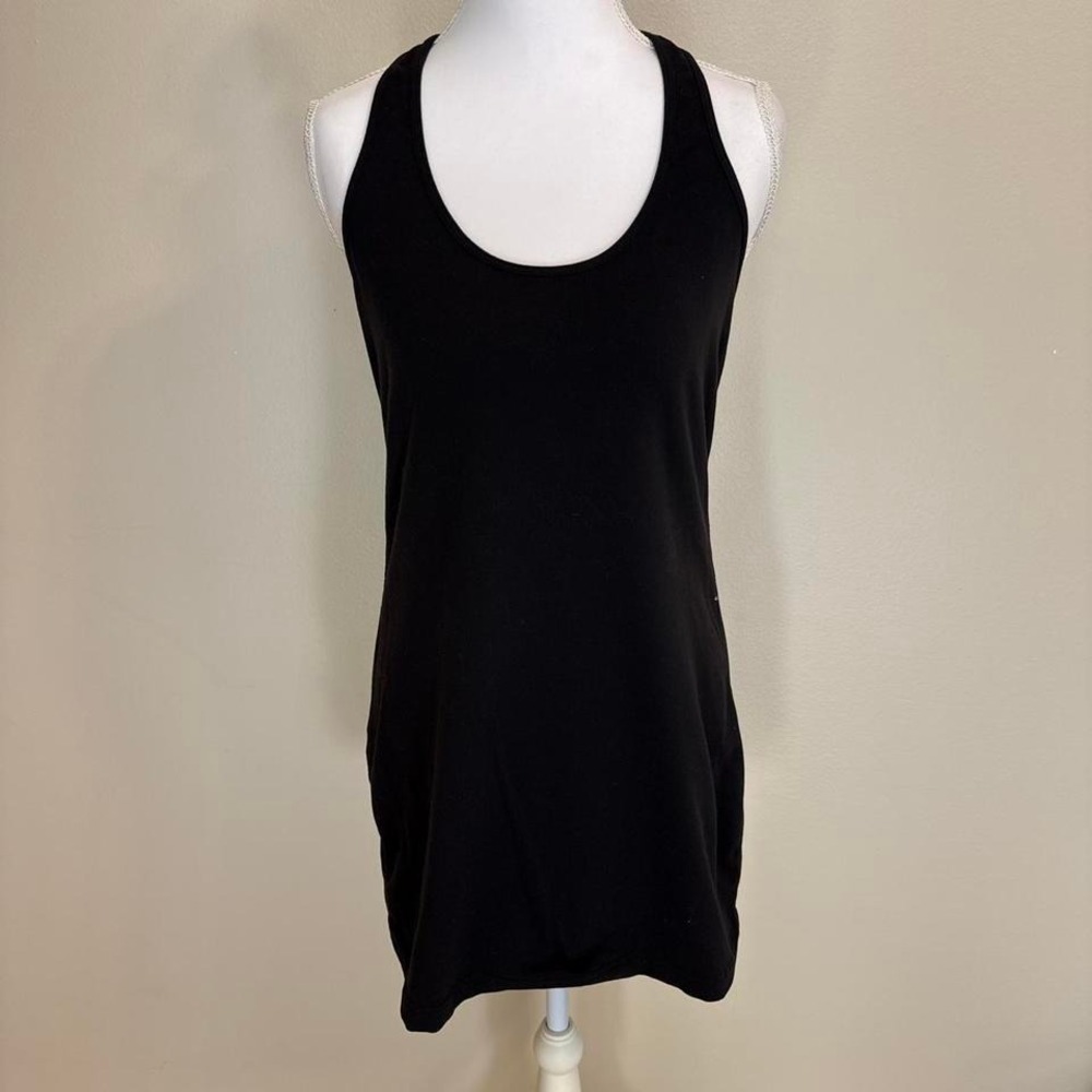 Lululemon Black Racerback Scoop Neck Fitted Athletic Dress Women's Sz 10
